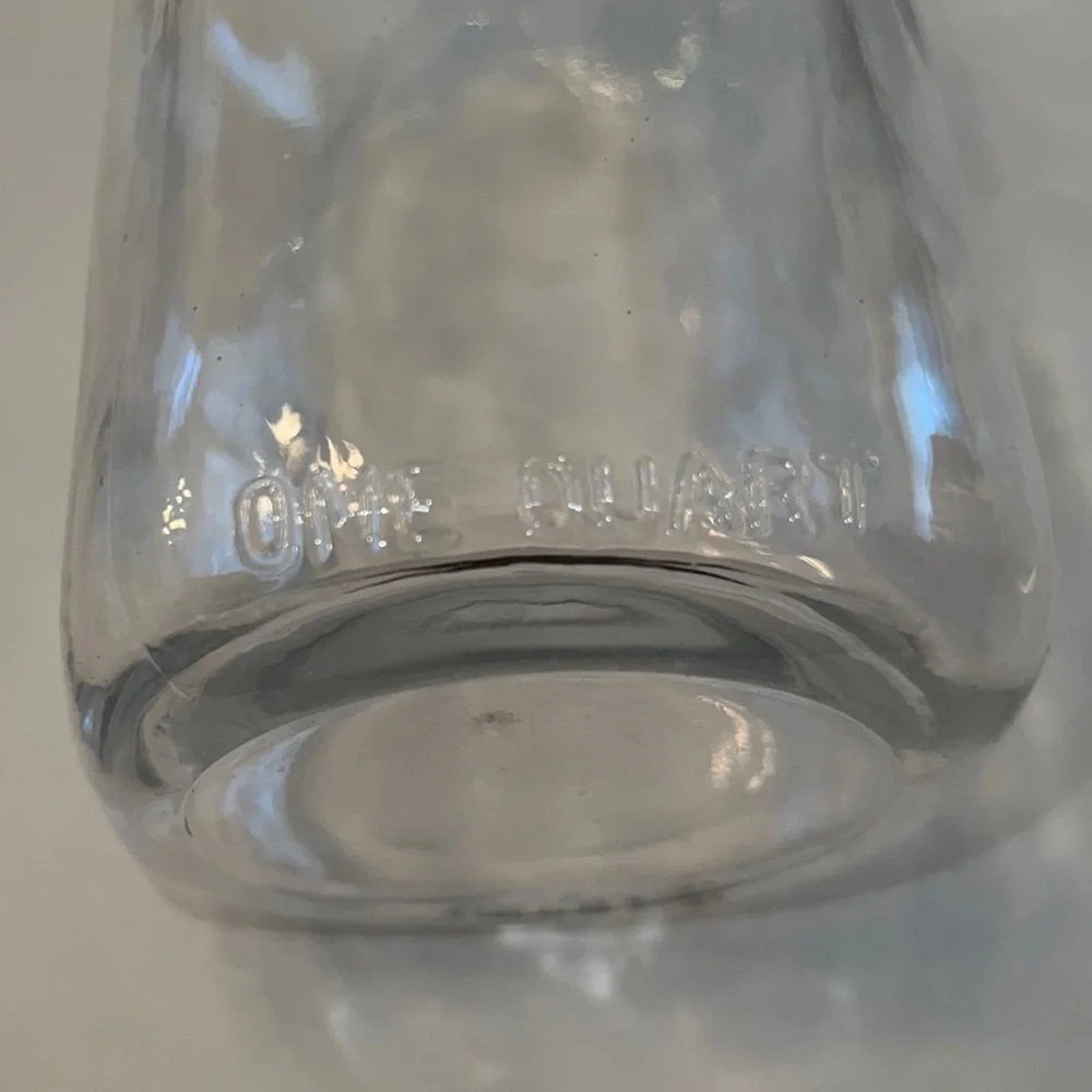 Vintage Brookfield Baby Face Double Top Clear Glass Quart Milk Bottle 1940s